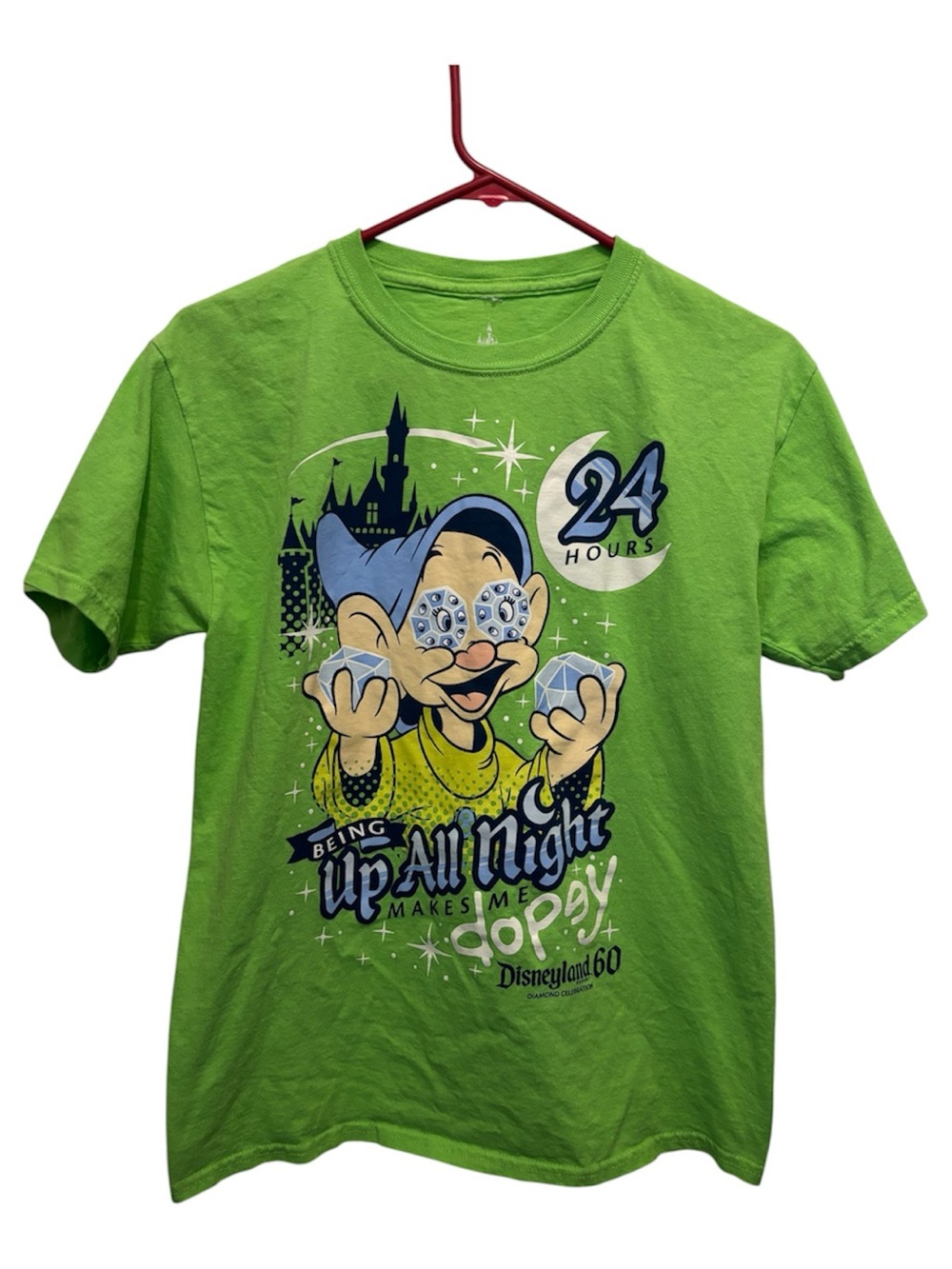 Disney Parks Bright Green Graphic Tee with Castle Logo